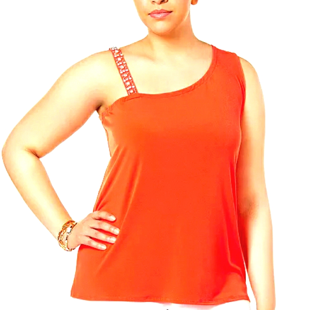 NWT INC INTERNATIONAL 1X Plus Orange embellished Sleeveless Top